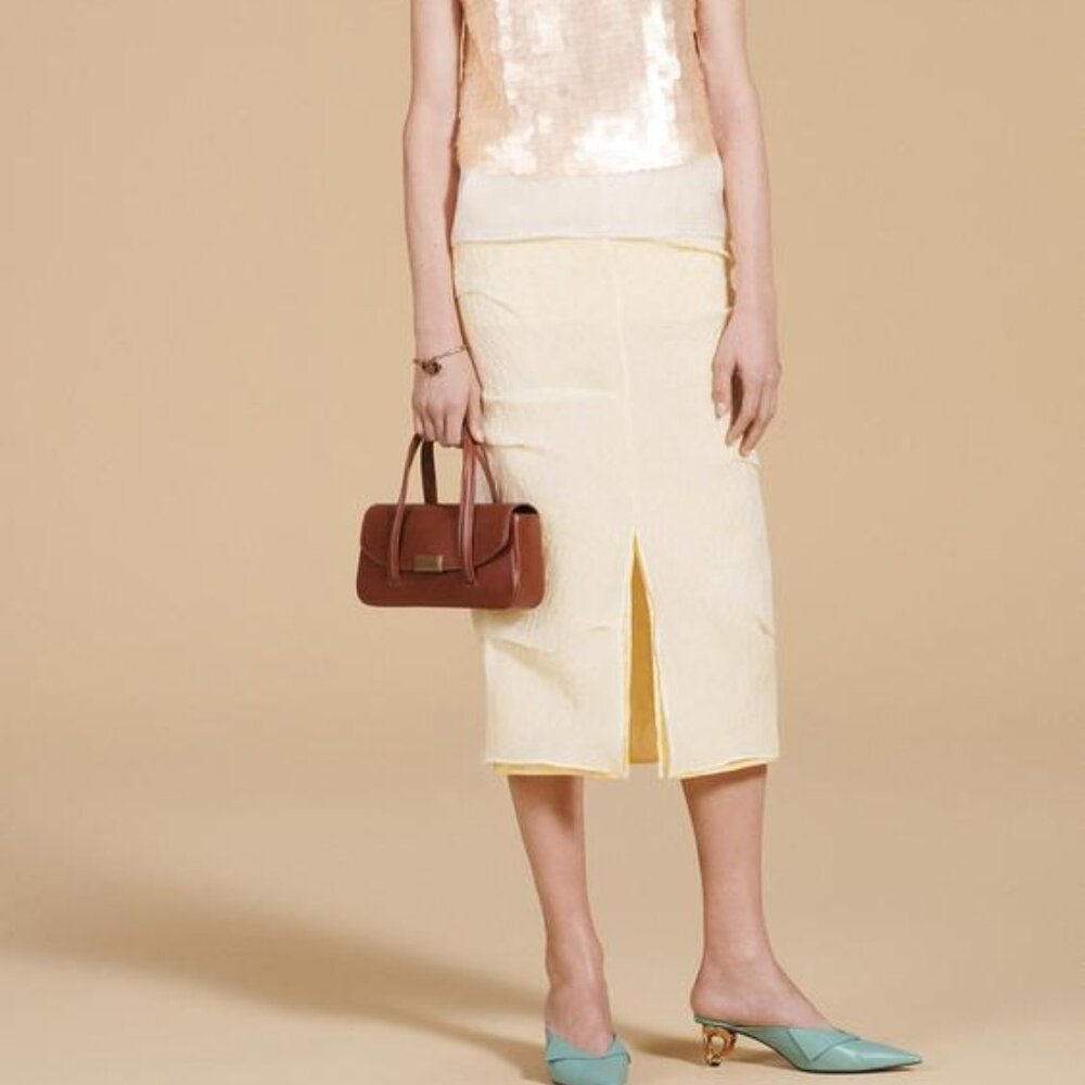 NWT BUTTER YELLOW JACQUARD ORGANZA SKIRT LIMITED EDITION